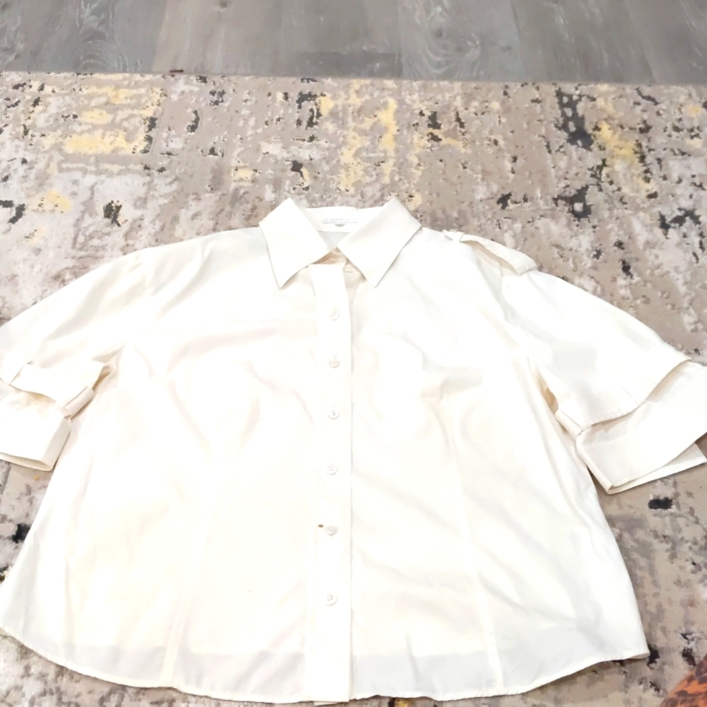 Escada White Button Up Blouse - image 1